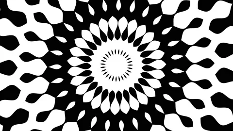 Black and white abstract background, psychedelic moving shapes animation Stock Footage 147344250