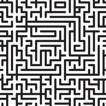 Black-and-white abstract background with complex maze Stock Illustration