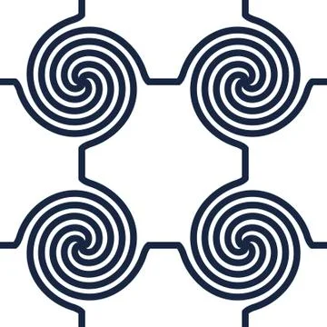 Black-and-white abstract background with circle swirls Stock Illustration