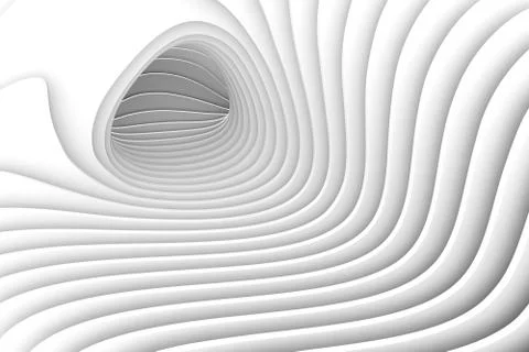 Black and white abstract background with line and wave 3D illustration Stock Illustration