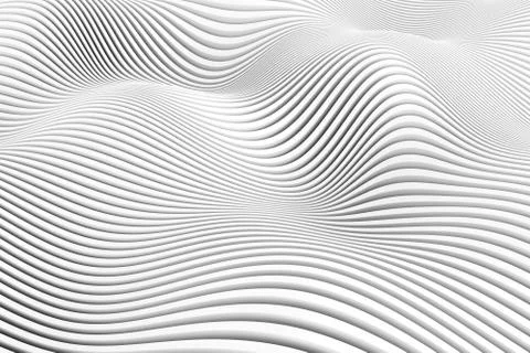 Black and white abstract background with line and wave 3D illustration3 Stock Illustration