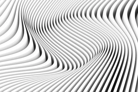 Black and white abstract background with line and wave 3D illustration4 Stock Illustration