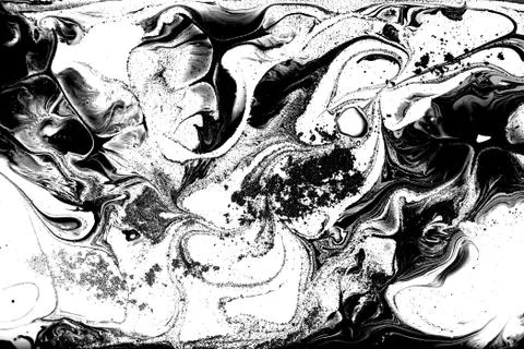 Black and white abstract background. Liquid marble pattern. Monochrome texture. Stock Illustration