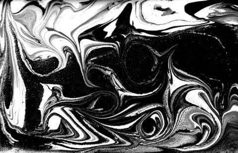 Black and white abstract background. Liquid marble pattern. Monochrome texture. Stock Illustration