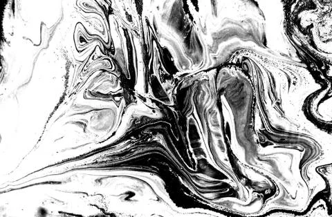 Black and white abstract background. Liquid marble pattern. Monochrome texture. Stock Illustration