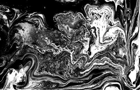 Black and white abstract background. Liquid marble pattern. Monochrome texture. Stock Illustration