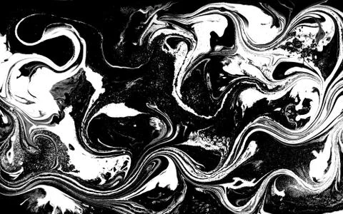 Black and white abstract background. Liquid marble pattern. Monochrome texture. Stock Illustration