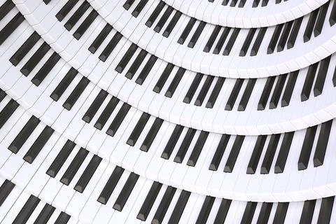 Black and white abstract background with piano 3D illustration Stock Illustration