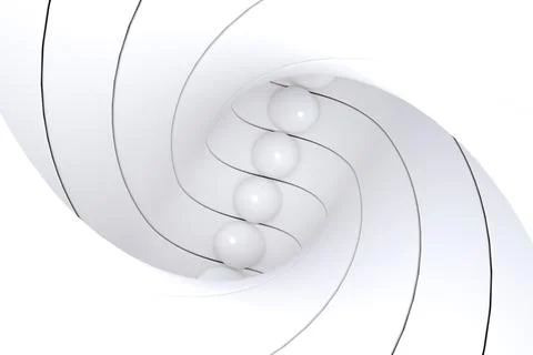 Black and white abstract background with balls twist 3D illustration Stock Illustration