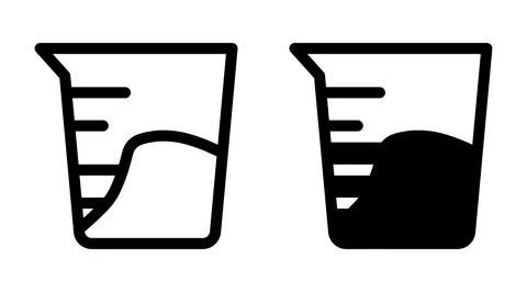 Black and White Abstract Beakers with Liquid Levels for Scientific Graphics Illustrazione stock