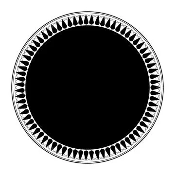  Black and white abstract circle frame. Vintage round Vector Greek style seamles Illustrazione stock