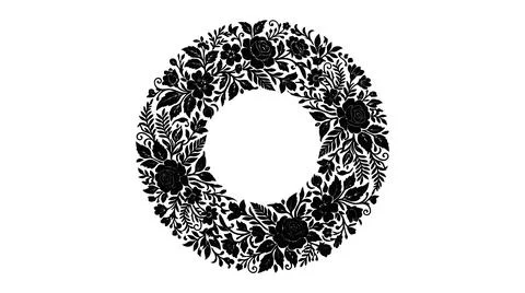 Black and white abstract circular pattern Stock Illustration