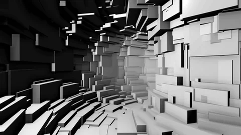 Black and White Abstract Cube Tunnel Stock Footage 71570623