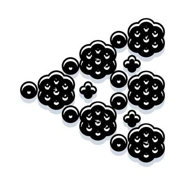 Black and white abstract floral design cluster pattern Stock Illustration
