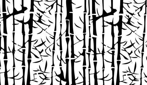 Black and white abstract forest pattern with silhouettes of trees for graphic Stock Illustration