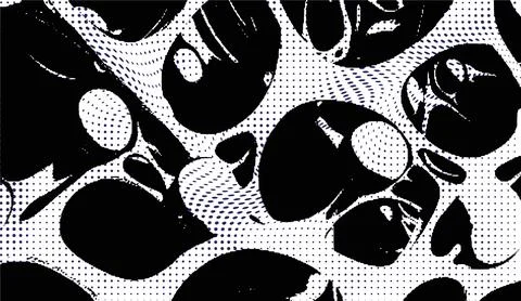 Black and white abstract halftone pattern with dotted texture and organic 스톡 일러스트