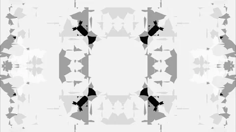 Black and white abstract ornament of animated circles, rays and lines. Pulsating Stock Footage 247683036