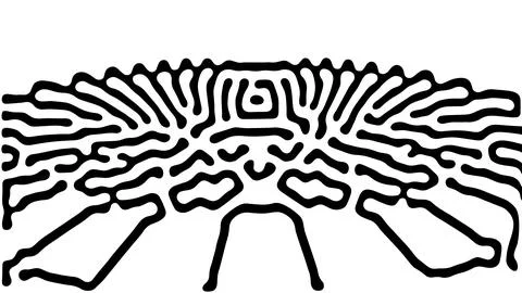 Black and white abstract pattern with flowing lines. Optical illusion shapes. Op Illustrazione stock