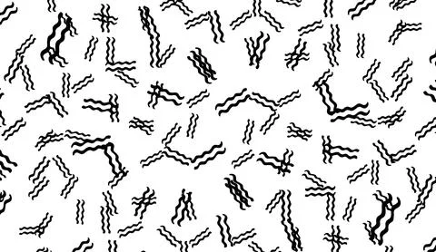 Black and white abstract pattern with hand drawn wavy shapes for design Stock Illustration