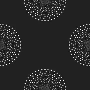 Black and White Abstract Psychedelic Art Seamless Pattern Background. Vector  イラスト素材