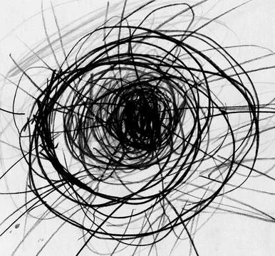 Black and White abstract scribble artwork resembling a flower in full bloom with イラスト素材