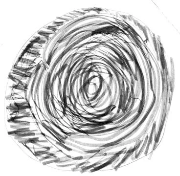 Black and White abstract scribble artwork resembling a flower in full bloom with イラスト素材