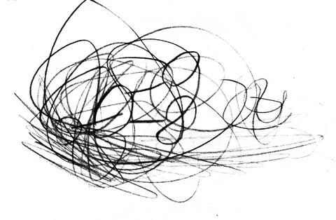 Black and White abstract scribble artwork resembling a flower in full bloom with イラスト素材