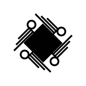 Black-and-white-abstract-symmetrical-geometric-tech-node-design Stock Illustration