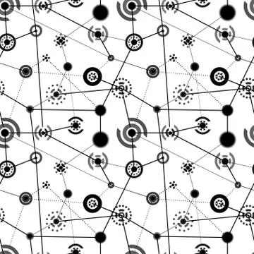 Black and white abstract technology signs pattern Stock Illustration