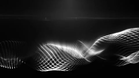 A black and white abstract wave of particles and light, offering a sleek, f.. Stock Footage 288770860