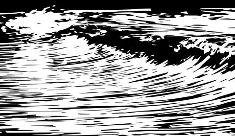 Black and white abstract wave illustration graphic design element with flowing 库存插图