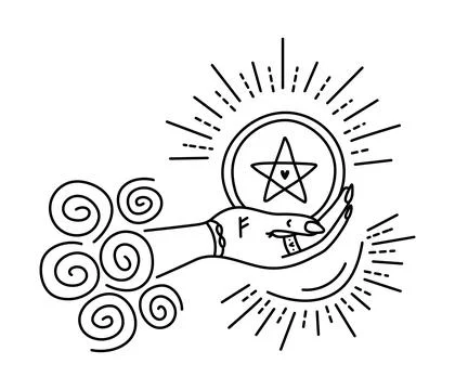 Black and white ace of pentacles Stock Illustration