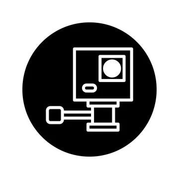 Black and white action camera icon perfect for outdoor activities adventure.. Stock Illustration