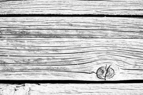 Black and white aged pine wood boards. Horizontal photo with one wooden board Stock Photos