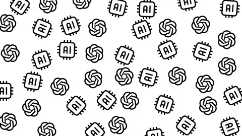 Black and White AI Tech Line Art Seamless Pattern Background Vídeo Stock 335507697