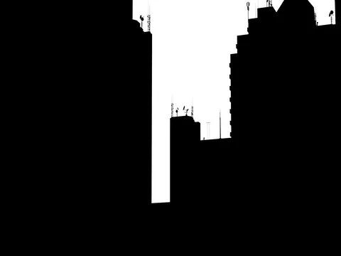 Black and White Alpha Pan of a Cityscape Stock Footage 73780744