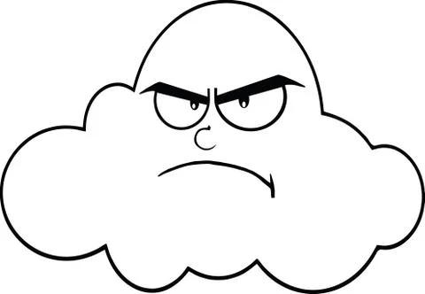 Black And White Angry Cloud Cartoon Character Stock Illustration