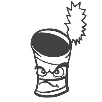 Black and white angry empty can Stock Illustration