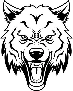 Black And White Angry Wolf Mascot Head Stock Illustration