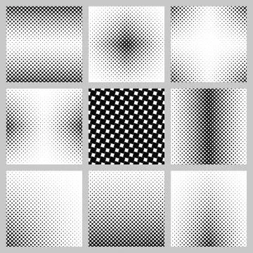 Black and white angular square pattern set Stockillustratie