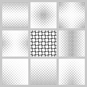 Black and white angular square pattern set イラスト素材