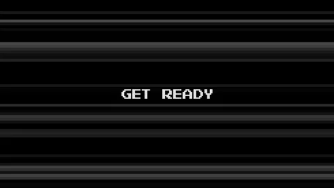 Black and white animated lines glitches background with get ready inscription. Stock Footage 113843897