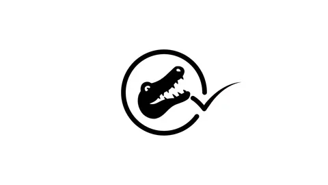 Black and white animated logo revealing a crocodile head within a circular .. Stock Footage 346497710