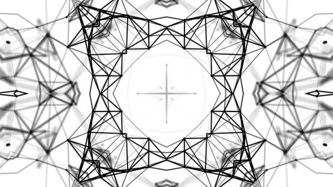 Black and white animated pattern. Abstract moving kaleidoscope background. 3d re Stock Footage 100618694