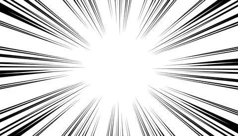 Black and white anime comic speed lines. Radial comic speed lines. Anime ma.. Stock Illustration
