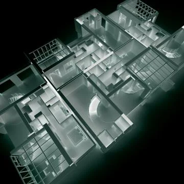 Black and white architecture model Stock Illustration