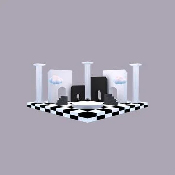 Black and white architecture object on gray background Stock Illustration