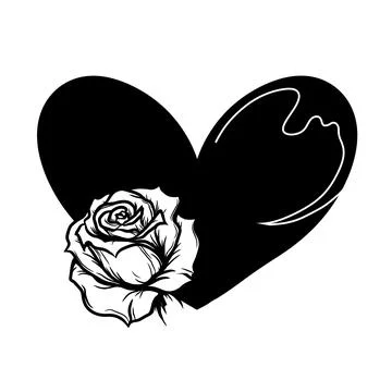 Black and white authentic mythical neo tribal heart wing tattoo design Illustrazione stock