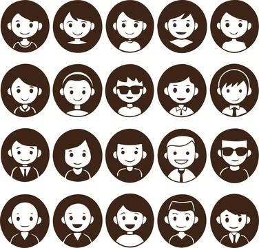 Black and white avatar icon Stock Illustration
