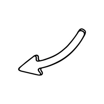 Black and white back arrow, cursor to indicate direction in doodle sketch vector Illustrazione stock